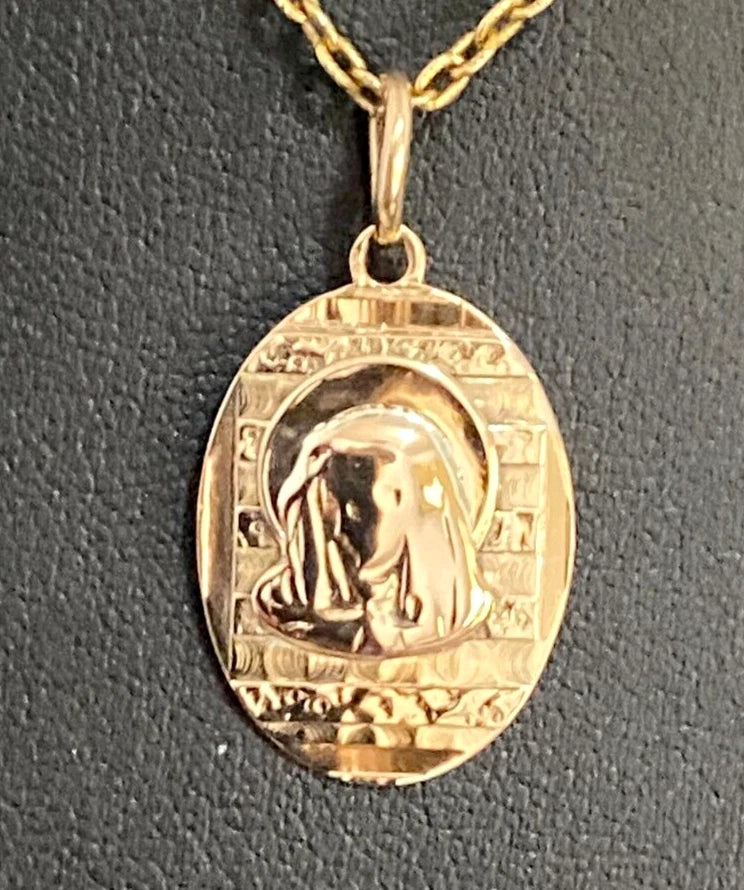 18K Rose Gold with Virgin Mary Pendant