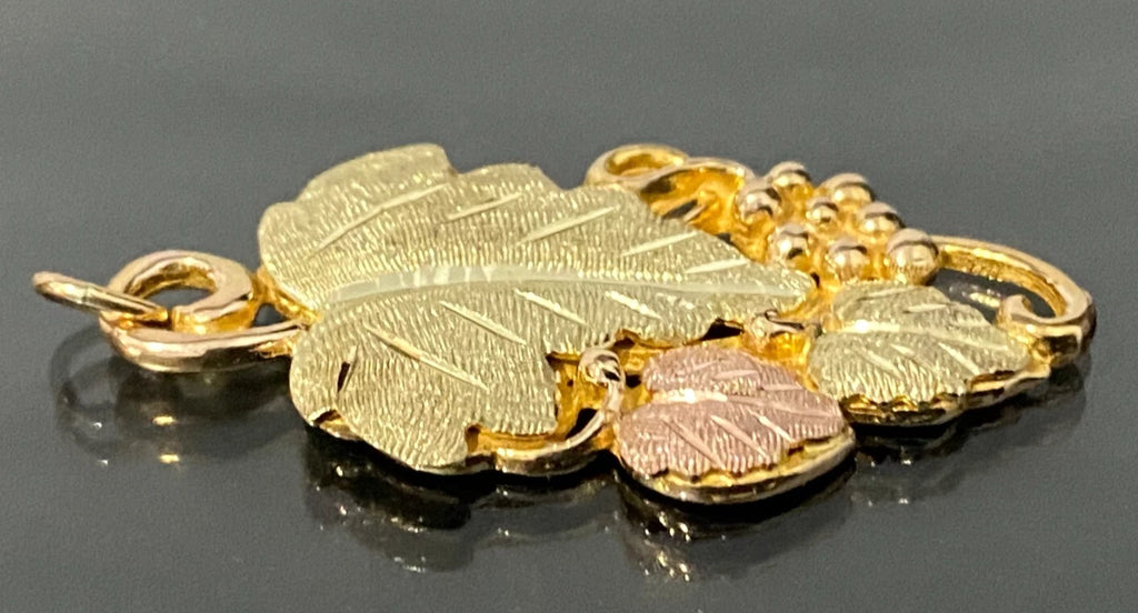 12K Tri-Color Gold With Leaf & Grape Foliate pendant