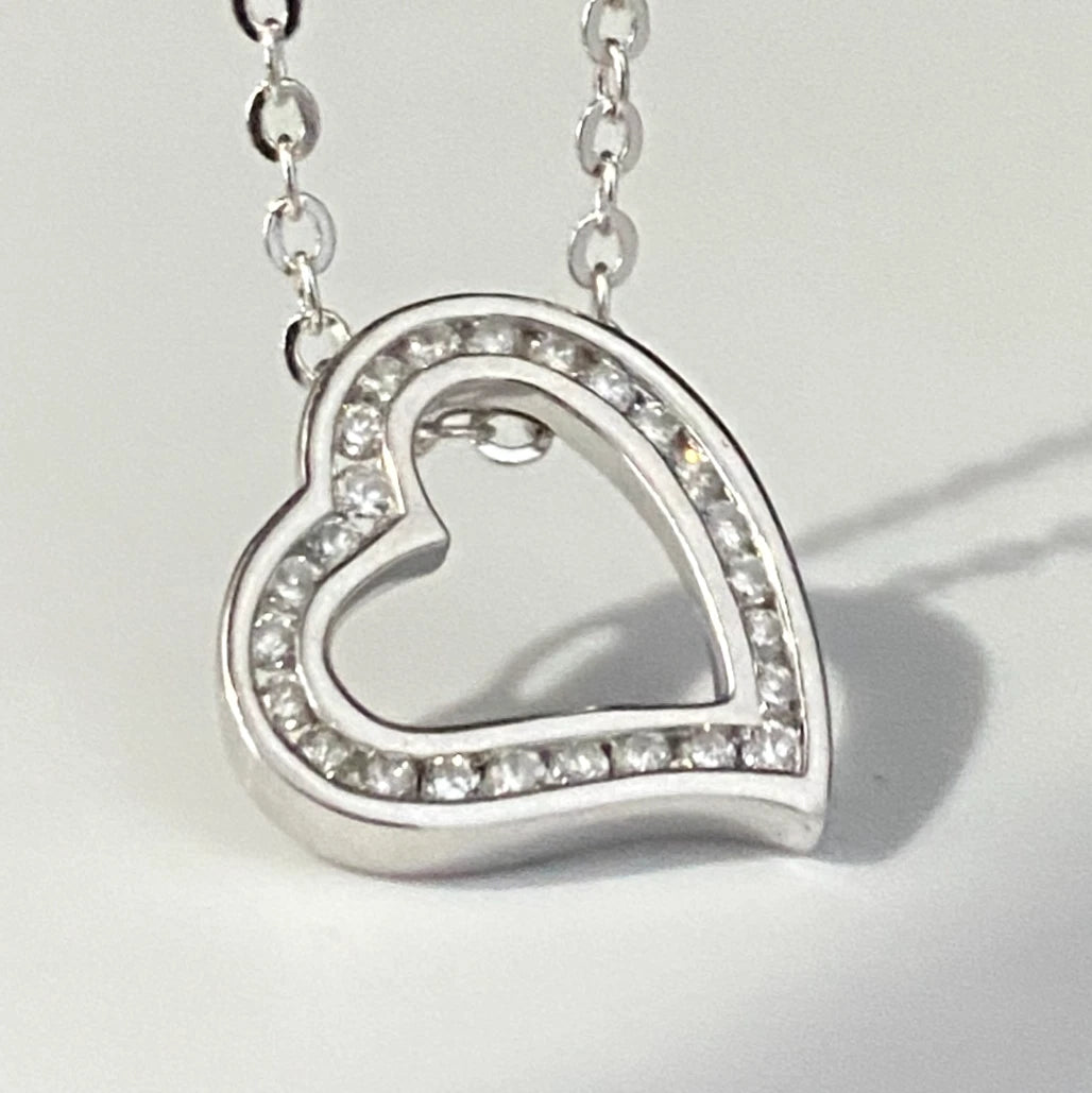 9K White Gold & 0.25CT Diamond Channel Set Heart Pendant