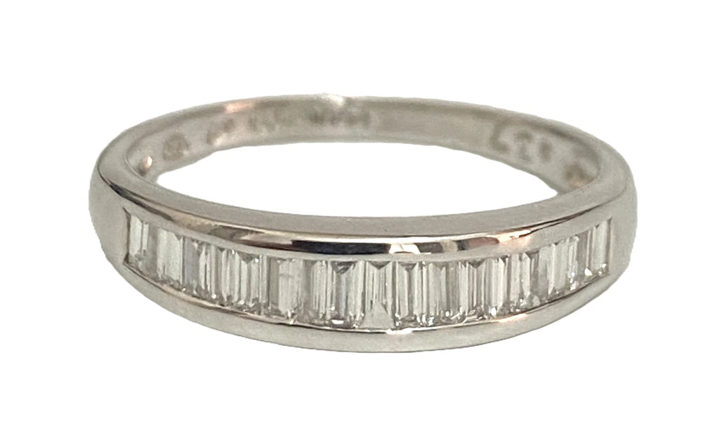 18K White Gold & 0.37CT Diamond Baguette Eternity Band Ring Size O (US 7.25)