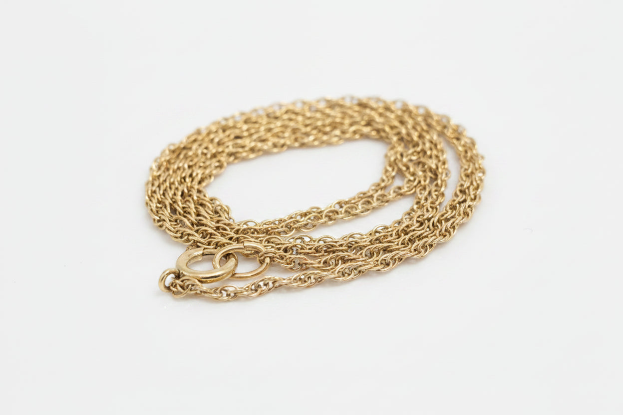 9K Yellow Gold Rope Link Chain Necklace 46cm Long