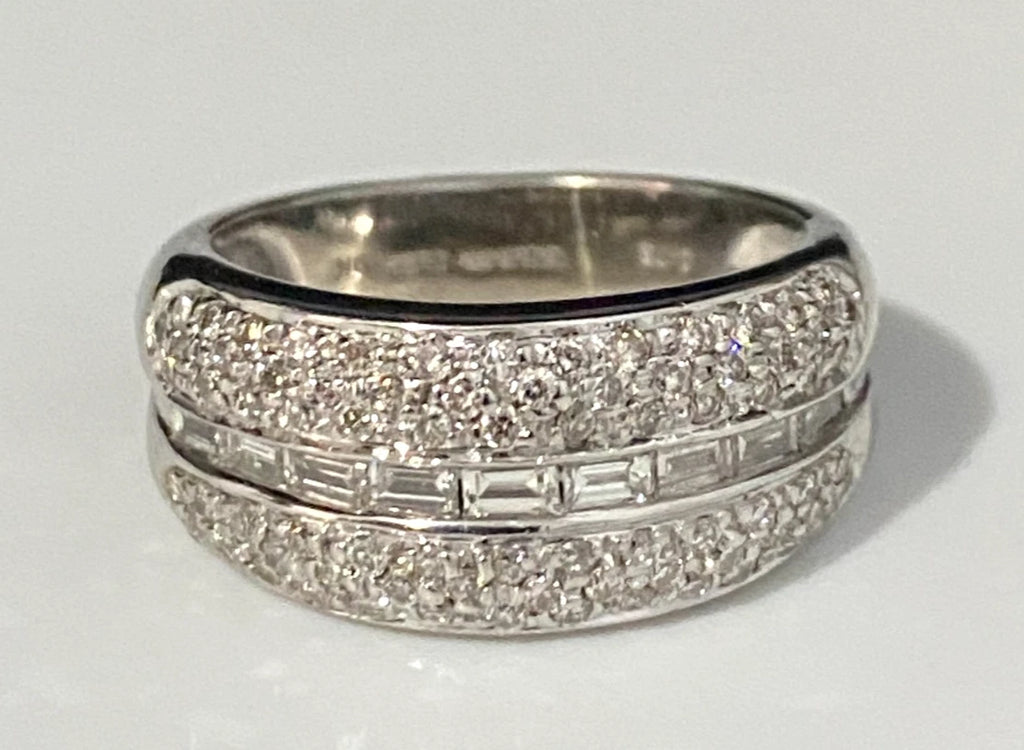 9K White Gold & 0.75CT Diamond Stacking Band Ring Size K - 5 3/8
