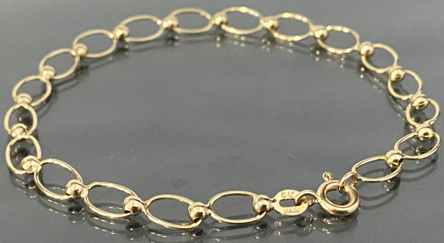 9K Yellow Gold Oval Link Bracelet 19cm Long