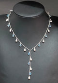 14K White Gold & Topaz Y-Drop Necklace 40.0cm Long