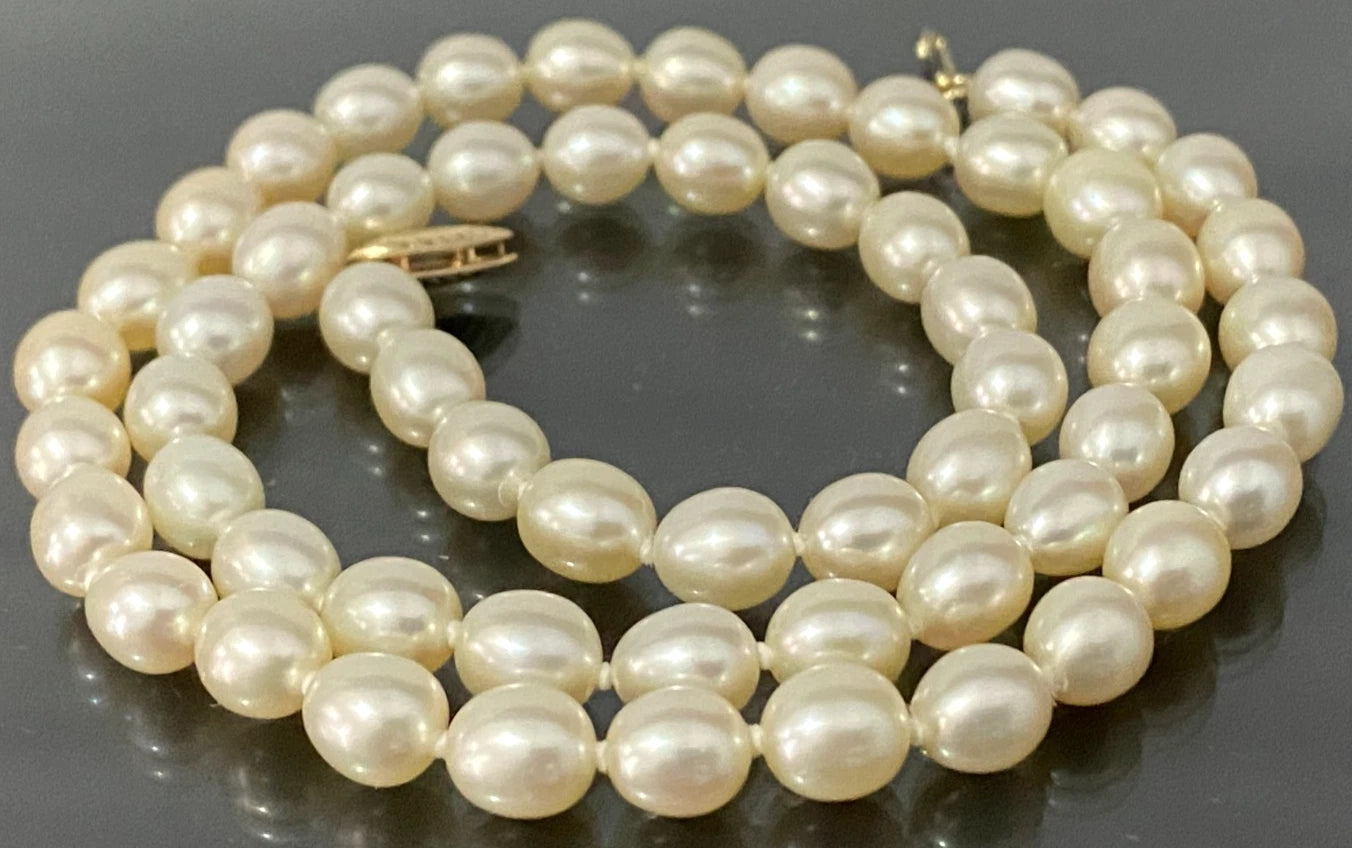 White Cultured Pearl Single-Strand Necklace W/ 14K Yellow Gold Clasp 45cm Long