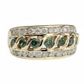 10K Yellow Gold 1.0CT Green & White Diamond Dress Ring Size L (US 5.75)