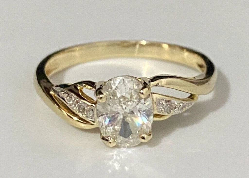 9K Yellow Gold & 1.0CT Diamond Single Stone Ring Size O - 7