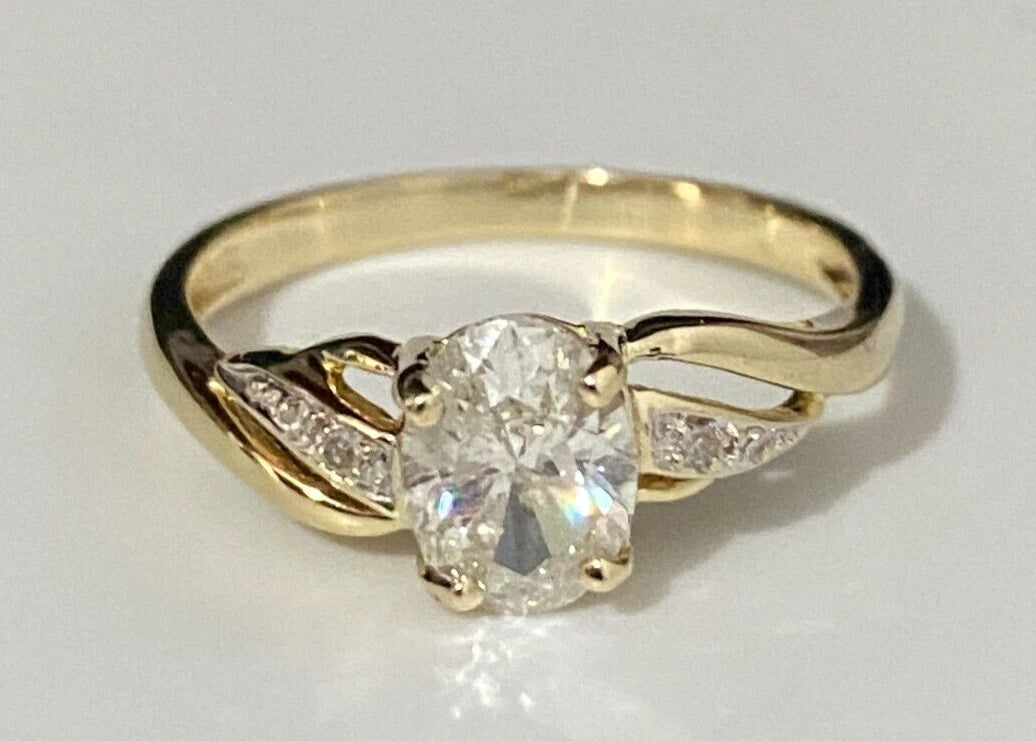 9K Yellow Gold & 1.0CT Diamond Single Stone Ring Size O - 7