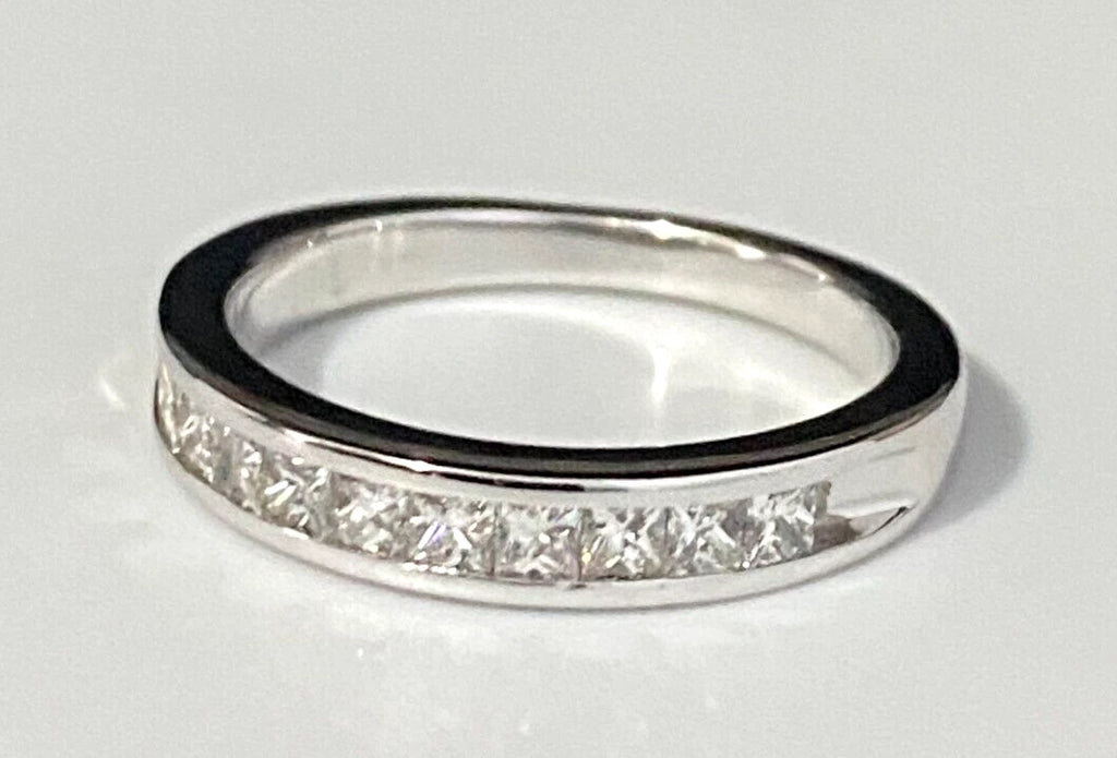 14K White Gold & 0.50CT Diamond Eternity Channel Set Ring Size L 1/2 - 5 7/8