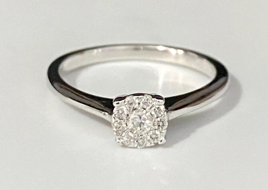 9K White Gold & 0.15CT Diamond Engagement Ring Size K 1/2 - 5 3/8