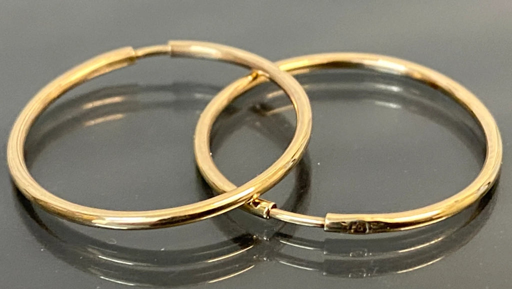 9ct Solid Yellow Gold Hoop Earrings 21mm Sleeper Style Classic Hoops