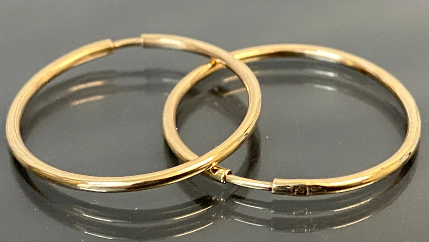 9ct Solid Yellow Gold Hoop Earrings 21mm Sleeper Style Classic Hoops