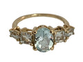 9K Yellow Gold & 1.84CT Aquamarine Five Stone Ring - Size L (US 5.75)