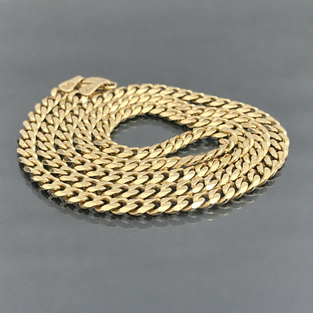 9K Yellow Gold Diamond Cut Curb Link Chain Necklace 53.5cm Long