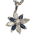 9ct White Gold Diamond & Sapphire Flower Pendant – 0.80ct Total Diamond Weight