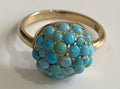 Antique 15ct Yellow Gold Turquoise domed cluster Ring Size J (US 4.75)