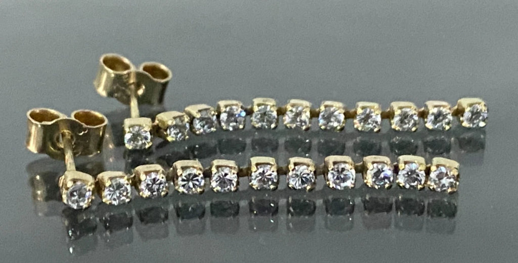 9K yellow Gold & Cubic Zirconia Drop Earrings 31.50mm