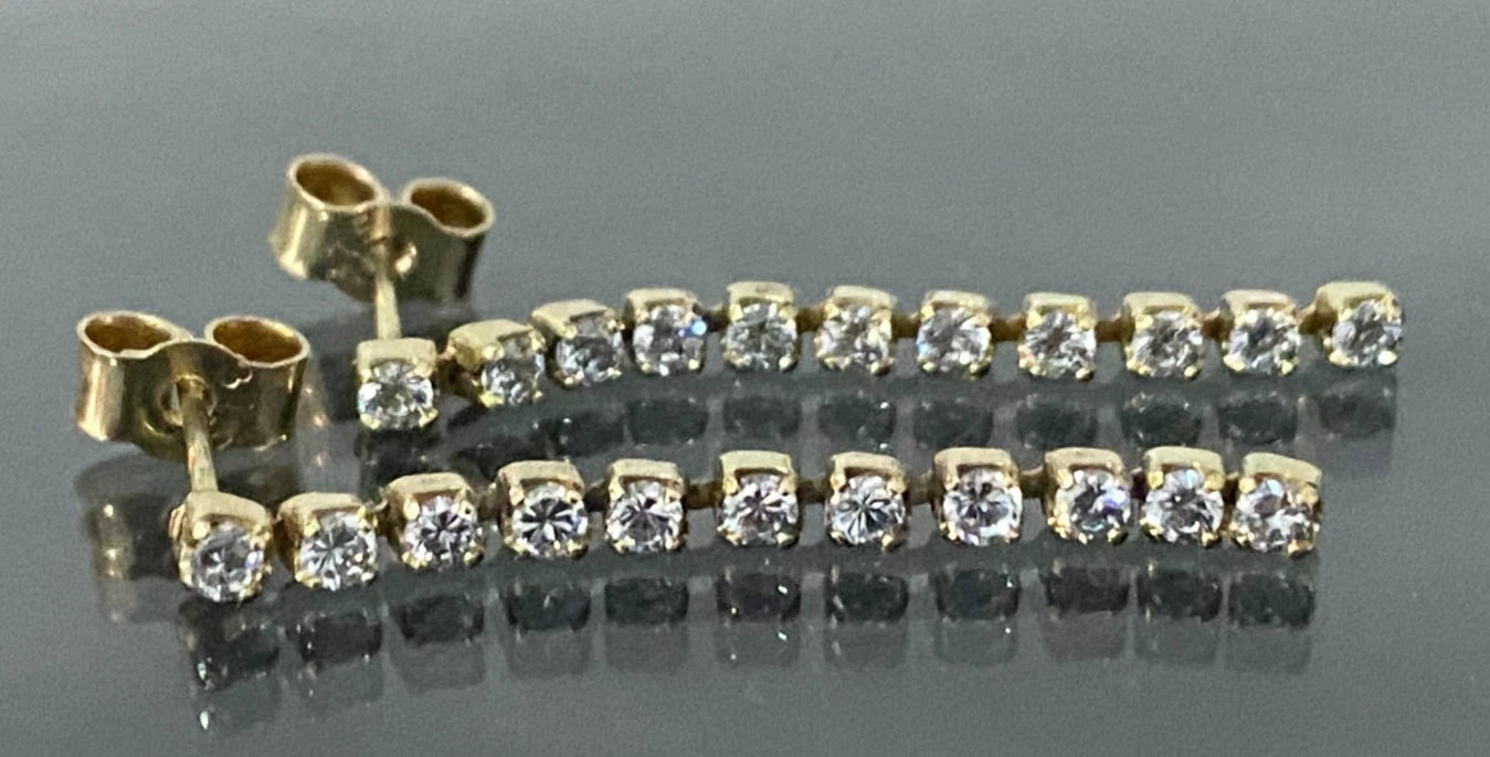 9K yellow Gold & Cubic Zirconia Drop Earrings 31.50mm