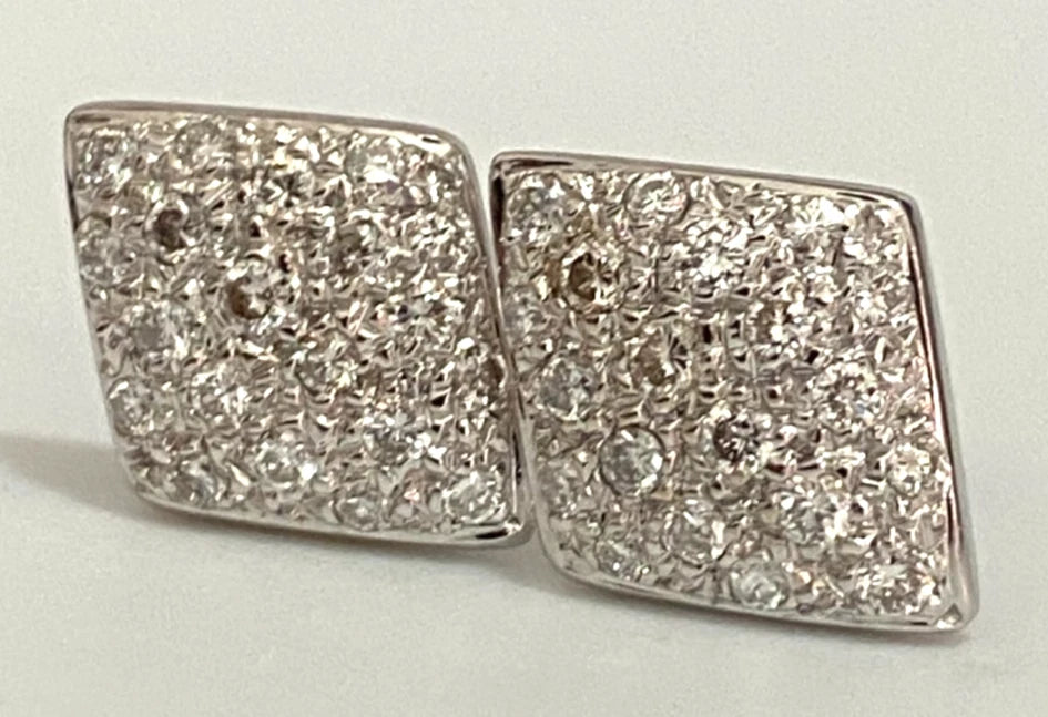 900 Platinum 0.70CT Diamond Rhombus-Shaped Cluster Stud Earrings 15.0mm