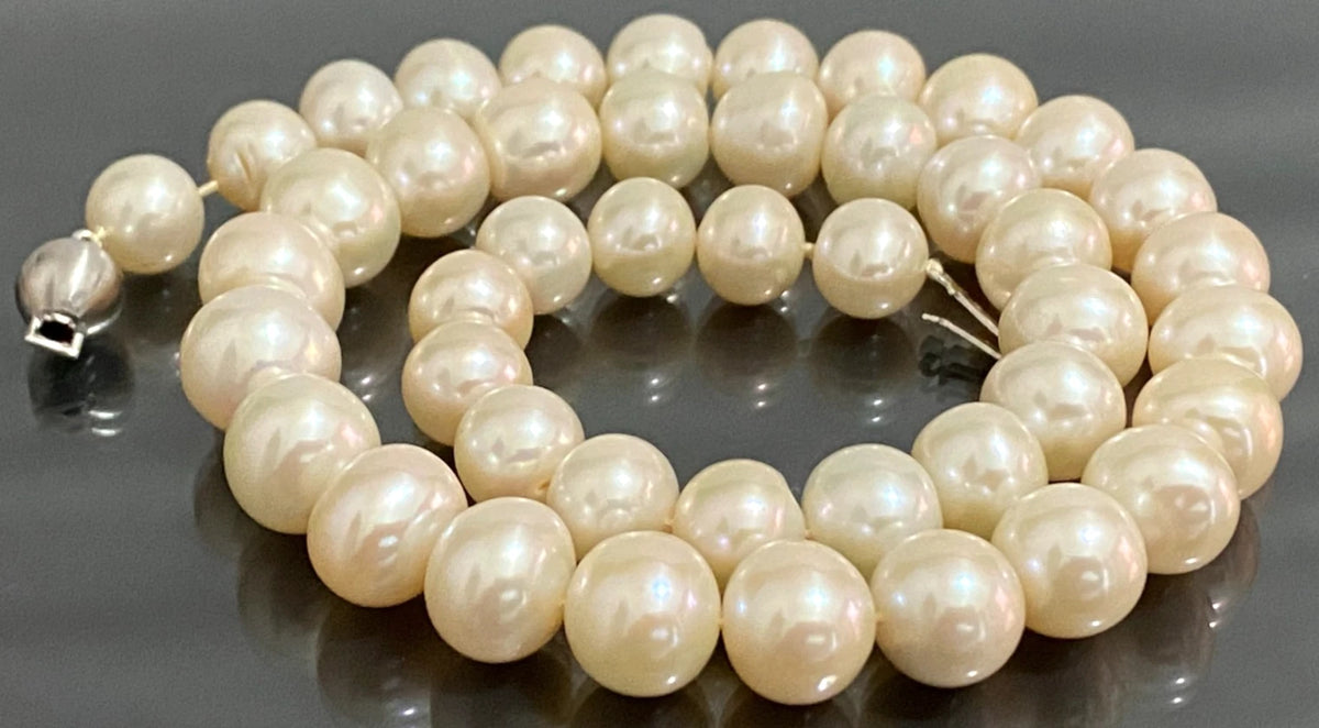 White Cultured Pearls Single-Strand Necklace W/ 18K White Gold Clasp 44cm Long