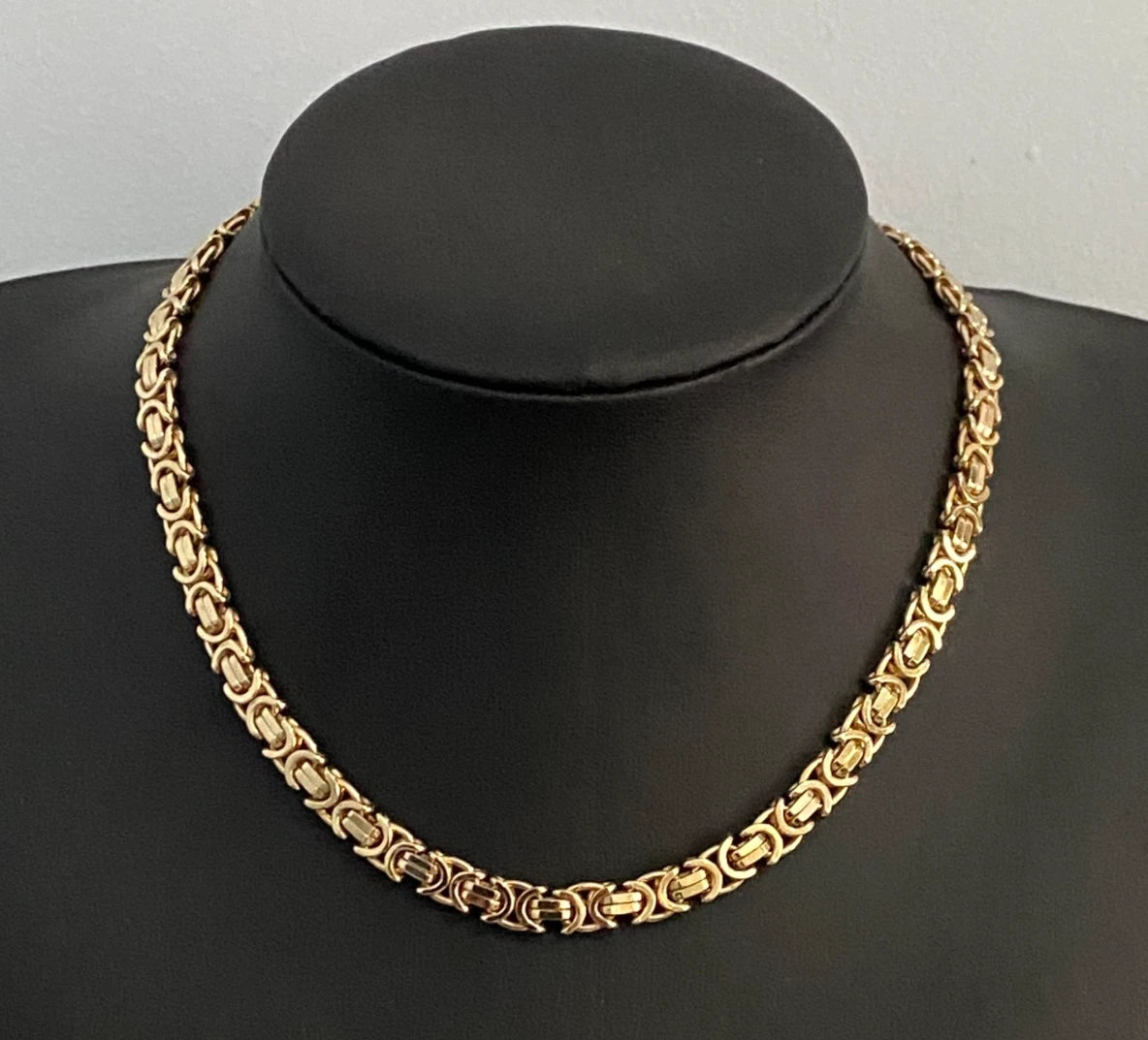 9K Yellow Gold Byzantine Link Chain Necklace
