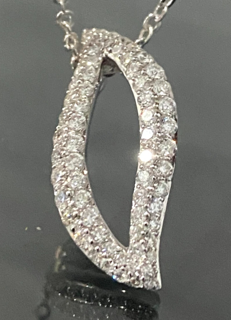 14K White Gold W/ 1.00CT Brilliant Diamond Drop Pendant