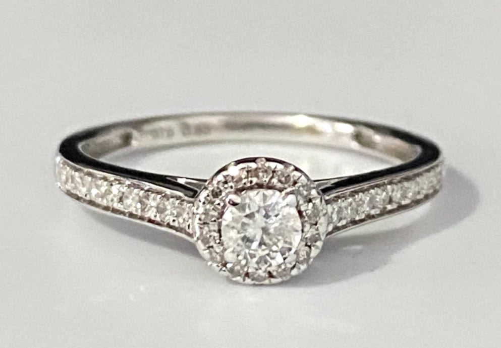 9K White Gold & 0.33CT Diamond Engagement Ring Size L 1/2 - 6