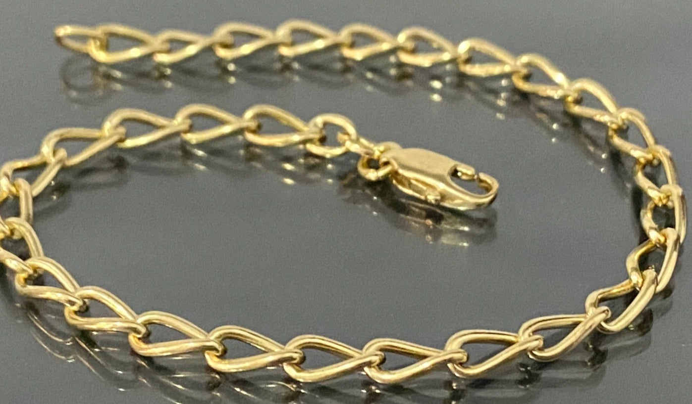 18K Yellow Gold Curb Link Bracelet 19.50cm Long