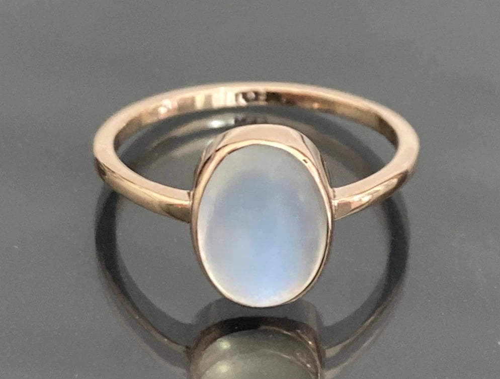 Antique 9K Rose gold Moonstone Bezel Set Ring - Size N 1/2 (US 7)