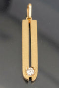 18K Yellow Gold Diamond Geometric Bar Pendant
