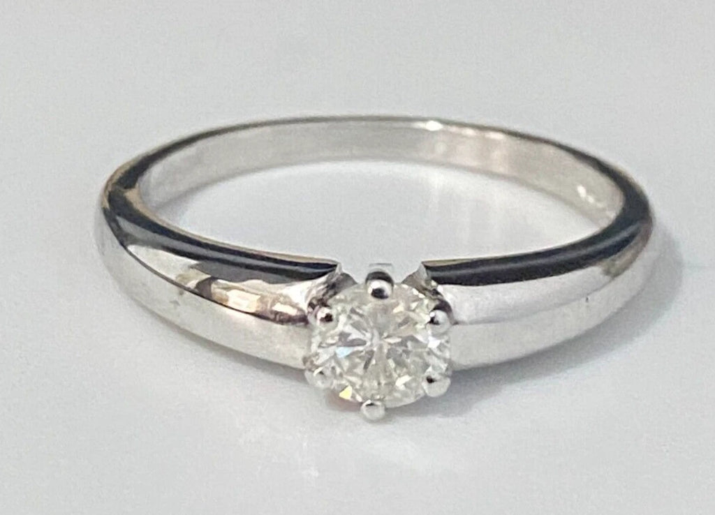 18K White Gold & 0.44CT Diamond Solitaire Ring Size Q - 8