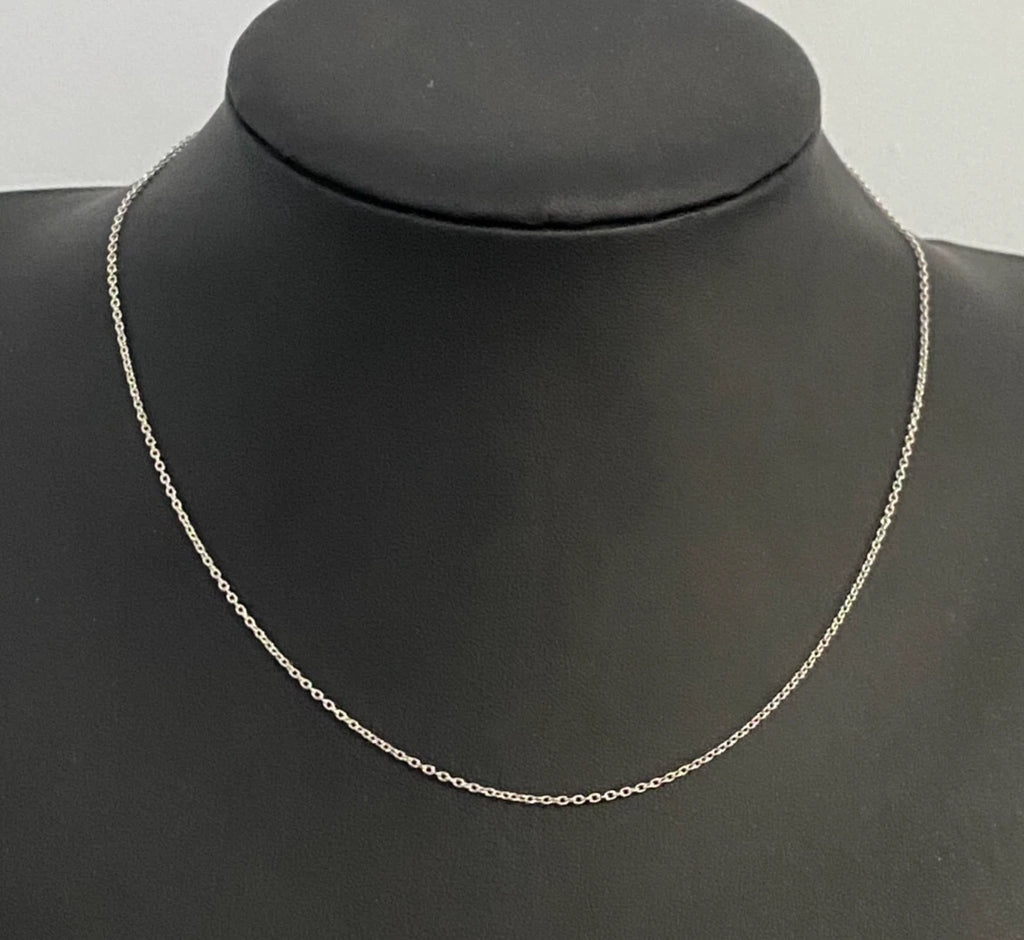 14K White Gold Cable Link Chain Necklace 41cm Long