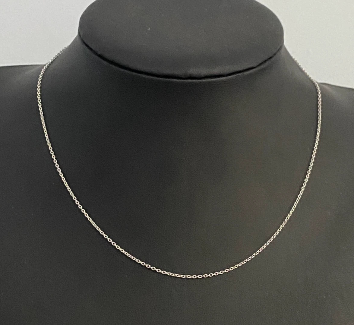 14K White Gold Cable Link Chain Necklace 41cm Long