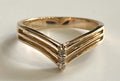 9ct Yellow Gold Diamond Wishbone Ring | Chevron Band Size L 1/2 (US 6)