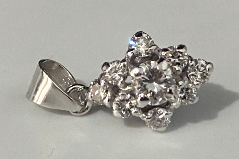 18K White Gold W/ 0.60CT Brilliant Diamond Pendant