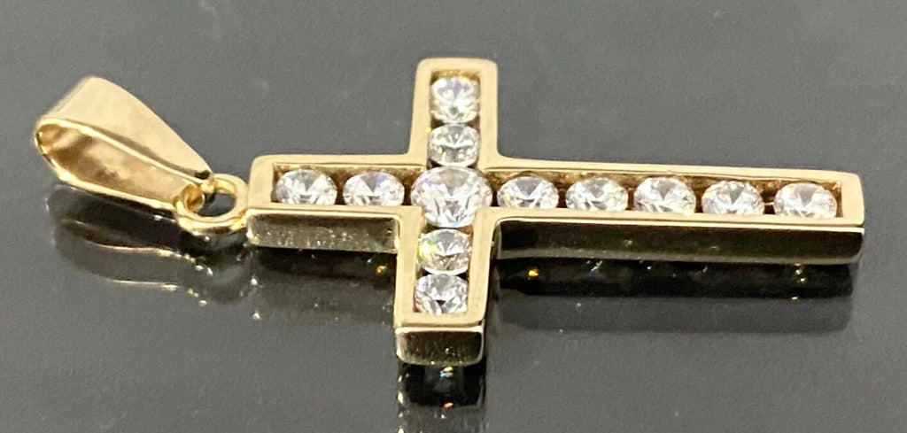 9K Yellow Gold & Cubic Zirconia Cross Pendant 31.50mm High