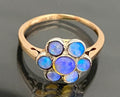 14K Rose Gold & Opal Floral Cluster Ring Size M (US 6.25) - Art Deco Jewellery