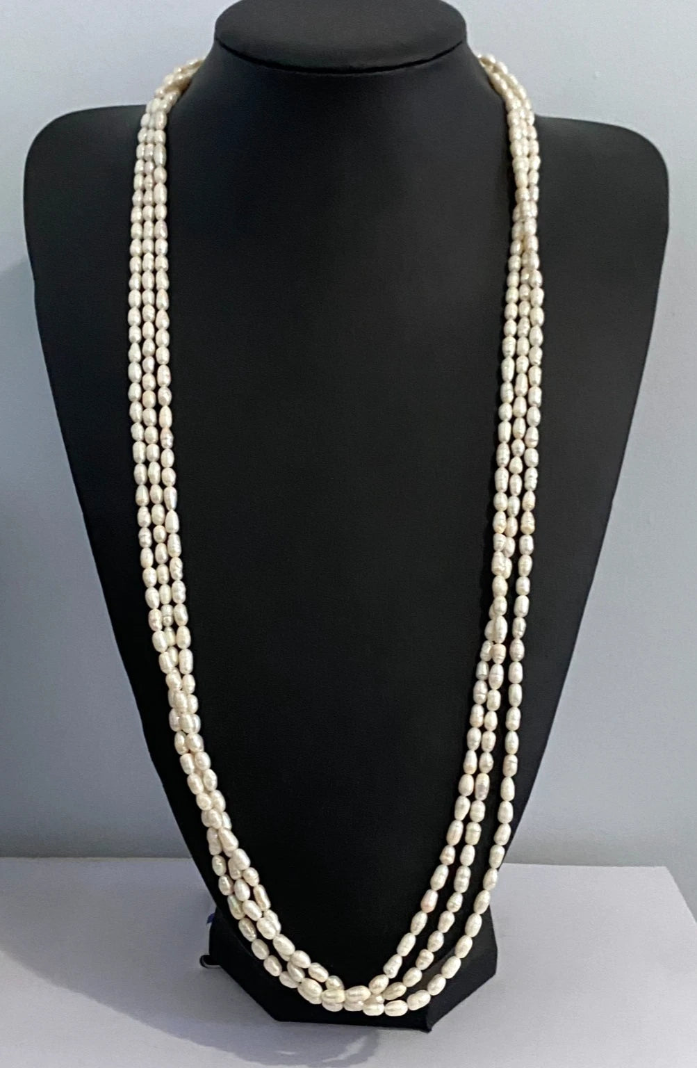 White Cultured Pearl Multi-Strand Necklace W/ 9K Yellow Gold Clasp 79cm Long