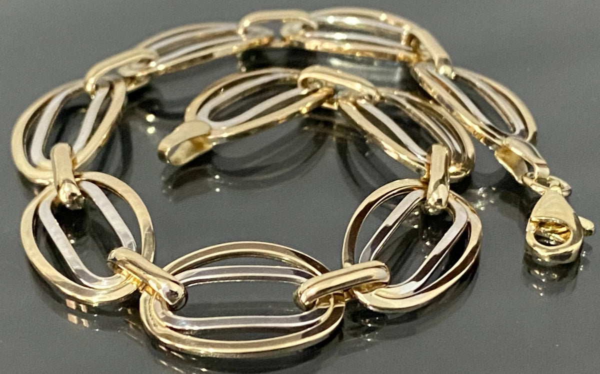 9K Yellow Gold Oval Fancy Link Bracelet 19.0cm Long