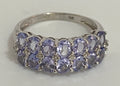 9K White Gold Tanzanite & Diamond Double Row Ring Size O (US 7.25)