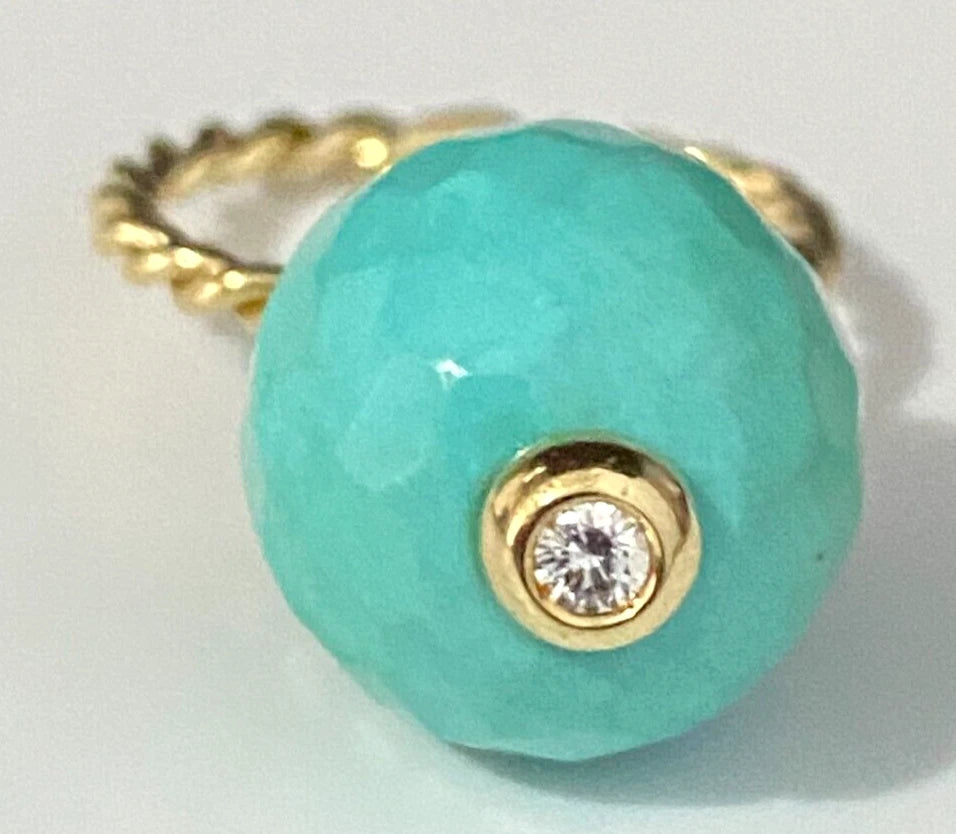 14K Yellow Gold W/Green Stone & Diamond Ring Size L - 5 1/2