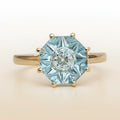 10K Yellow Gold 3.17CT Quasar Cut Sky Blue Topaz Ring Size N (US 6.75)