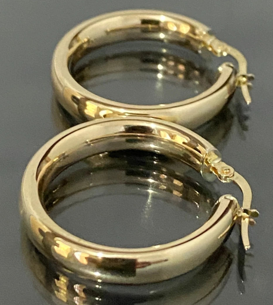 9K Yellow Gold Round Hoop Earrings 25.50mm