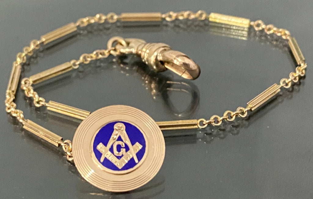 Antique Rolled Gold Masonic Bracelet / Pocket Watch Fob Chain