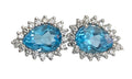 18K White Gold Topaz & 0.60CT Diamond Pear Shaped Cluster Stud Earrings