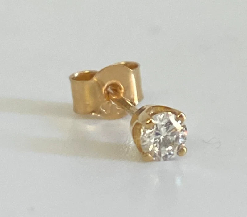 9K Yellow Gold & Diamond Single Stud Earrings