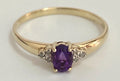 9K Yellow Gold W/ Amethyst & Diamond Ring Size T (US 9.75)