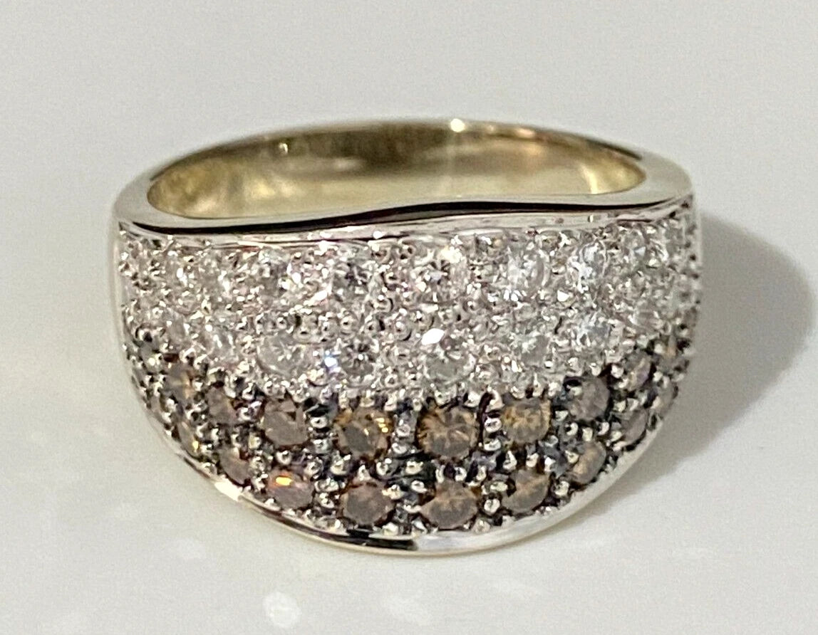 18K Yellow Gold & 1.20CT Diamond Pave Set Dress Ring Size N 1/2 - 6 3/4