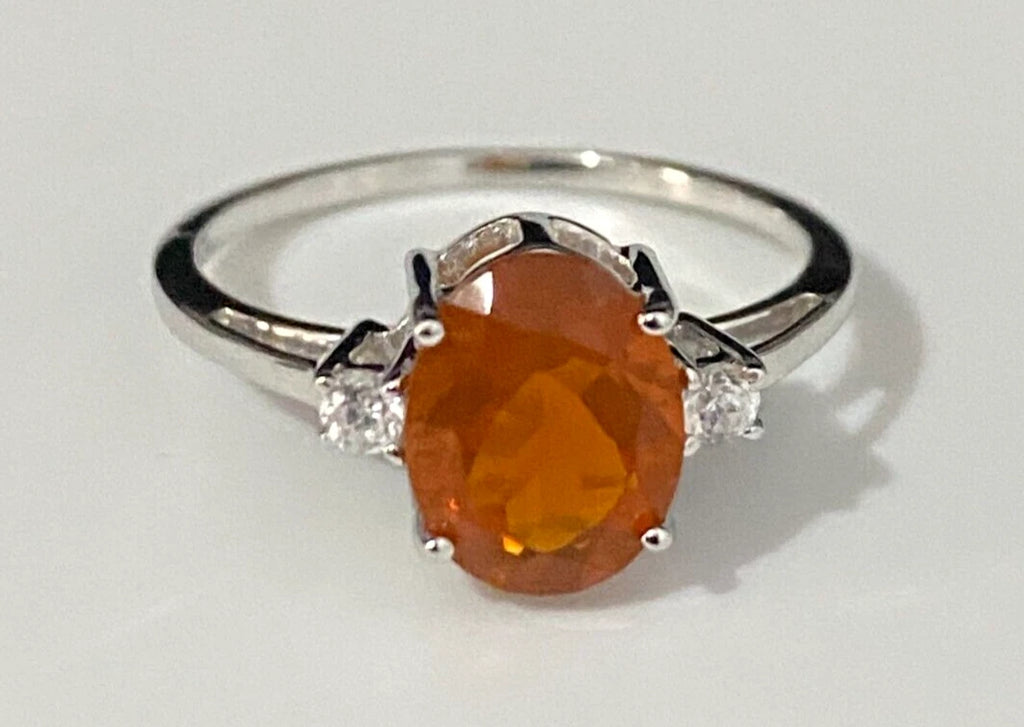 9K Yellow Gold W/ 1.32CT American Fire Opal Ring Size N - 6 1/2