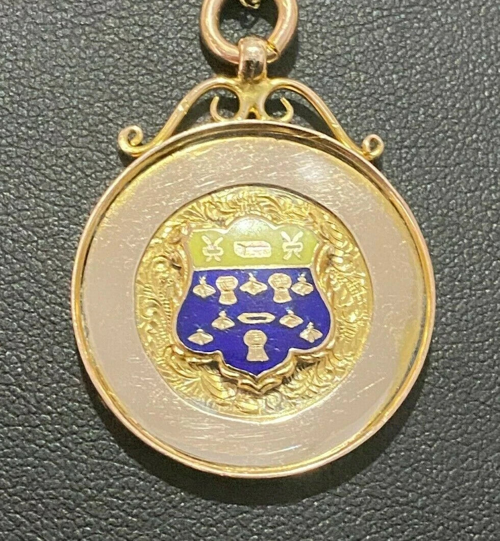 9K Rose Gold & Enamel Fob Medal - Circa 1920's